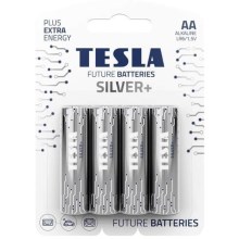 Tesla Batteries - 4 delar Alkaliskt batteri AA SILVER+ 1,5V