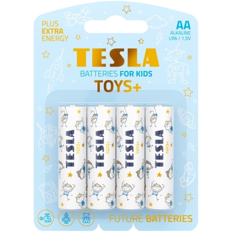 Tesla Batteries - 4 delar Alkaliskt batteri AA TOYS+ 1,5V