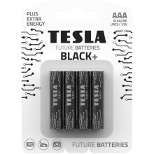 Tesla Batteries - 4 delar Alkaliskt batteri AAA BLACK+ 1,5V