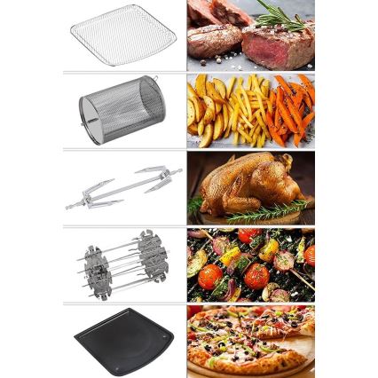 TESLA Electronics AirCook & Grill - Smart multifunktionell digital varmluftsfritös 12 l 1800W/230V Wi-Fi