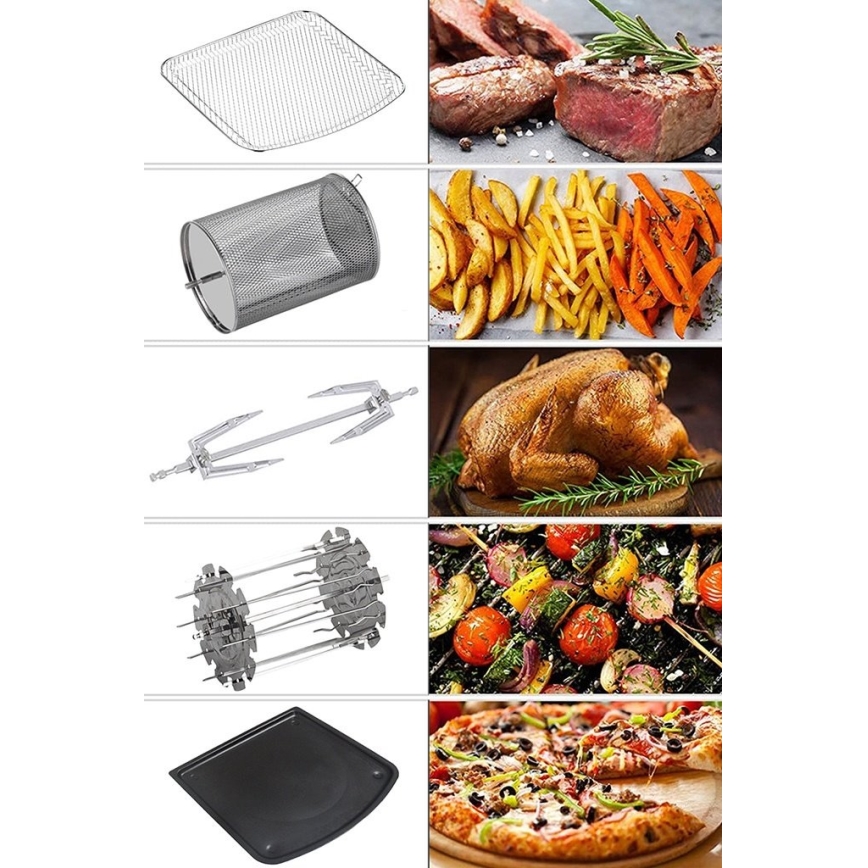 TESLA Electronics AirCook & Grill - Smart multifunktionell digital varmluftsfritös 12 l 1800W/230V Wi-Fi