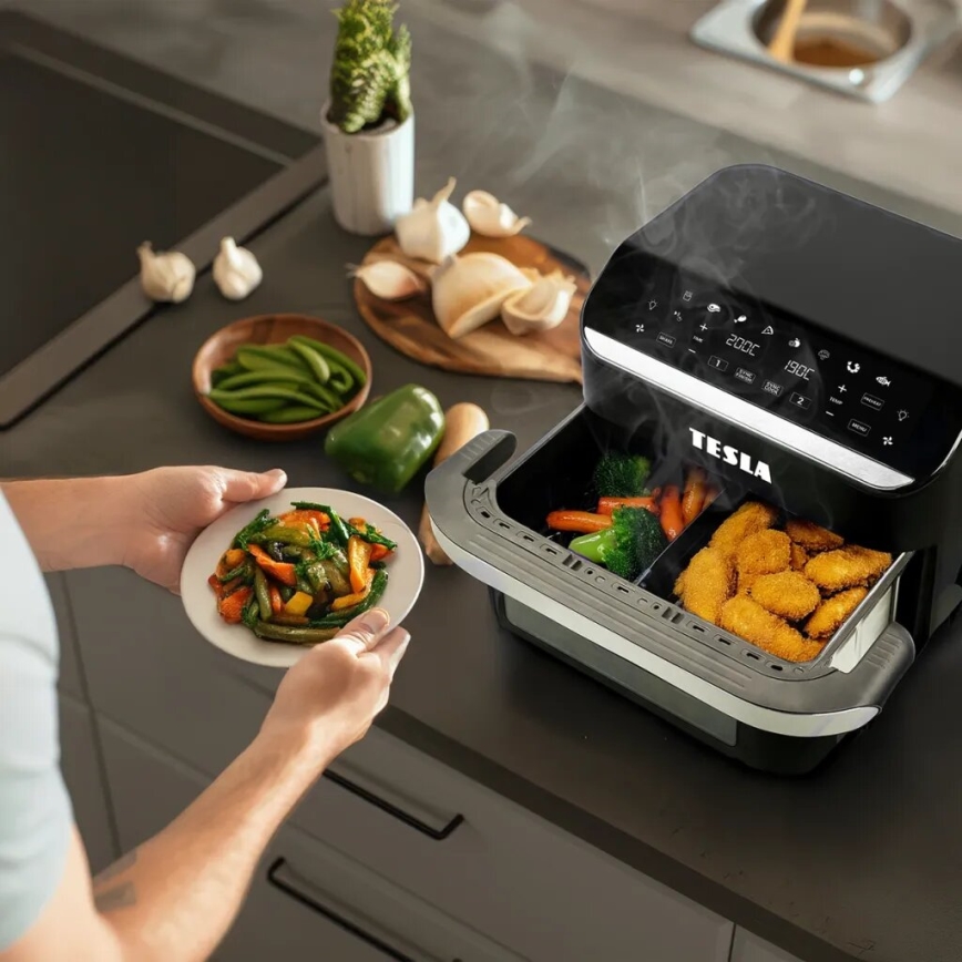 TESLA Electronics AirCook - Multifunktionell dubbel digital varmluftsfritös 10 l 2400W/230V