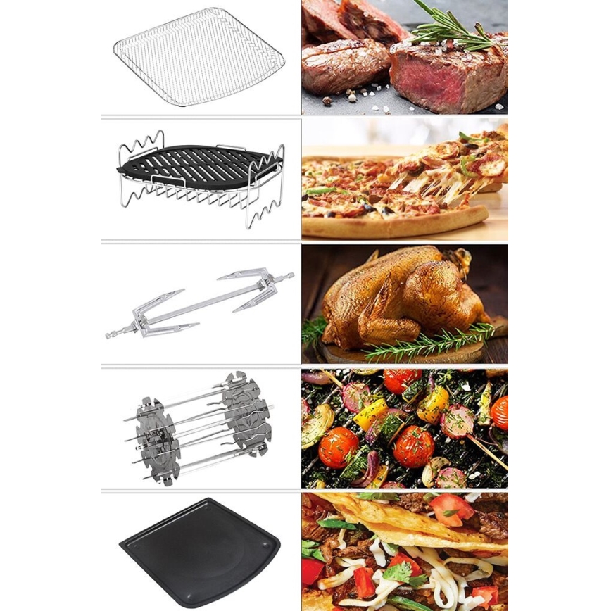 TESLA Electronics AirCook - Multifunktionell digital varmluftsfritös 11 l 2000W/230V