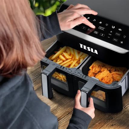 TESLA Electronics AirCook - Multifunktionell dubbel digital varmluftsfritös 9 l 2400W/230V