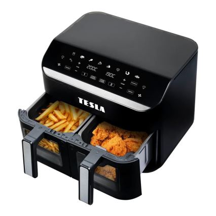 TESLA Electronics AirCook - Multifunktionell dubbel digital varmluftsfritös 9 l 2400W/230V