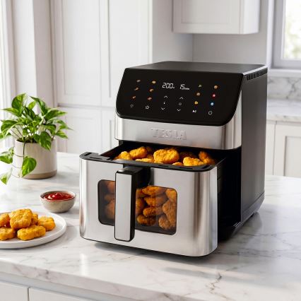 TESLA Electronics AirCook - Airfryer 6,5 l 2100W/230V mattkrom/svart