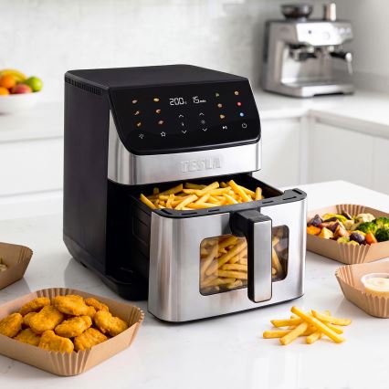 TESLA Electronics AirCook - Airfryer 6,5 l 2100W/230V mattkrom/svart
