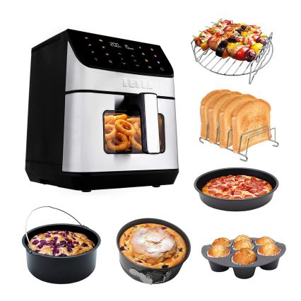 TESLA Electronics AirCook - Airfryer 6,5 l 2100W/230V mattkrom/svart