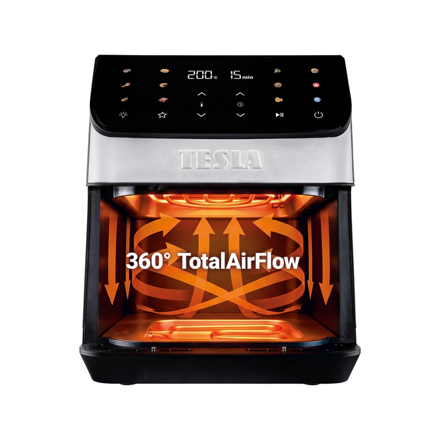 TESLA Electronics AirCook - Airfryer 6,5 l 2100W/230V mattkrom/svart