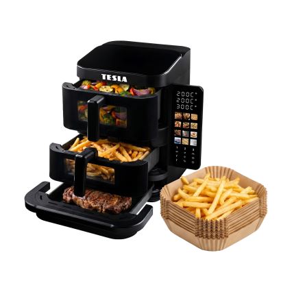 TESLA Electronics AirCook - Varmluftsfritös med tre zoner 14,5 l 2800W/230V svart