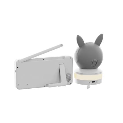 TESLA Electronics Bambino - Smart babyvakt med monitor 4 MP 2560p 5V 5000 mAh Wi-Fi Tuya grå/vit