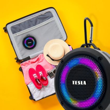 TESLA Electronics - LED RGB Trådlös högtalare 5W/1200 mAh/3,7V IPX7 grå