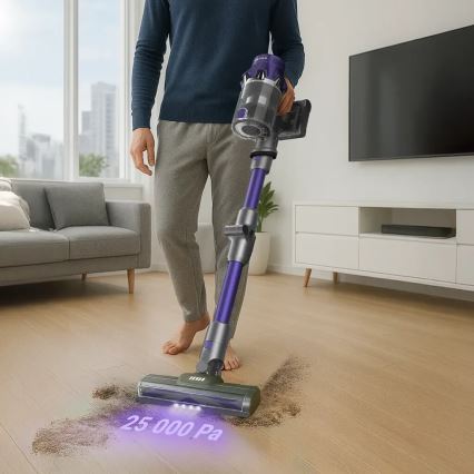 TESLA Electronics PureStar - Flexibel trådlös stavdammsugare 2-i-1 250W/2200 mAh grå/lila