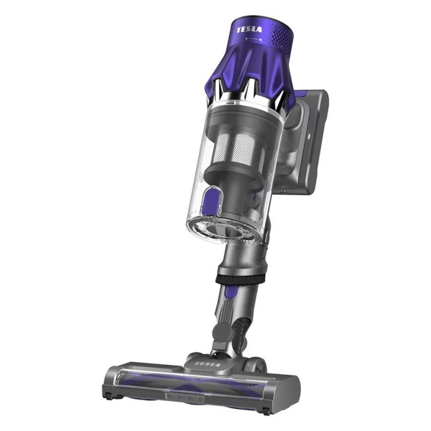 TESLA Electronics PureStar - Flexibel trådlös stavdammsugare 2-i-1 250W/2200 mAh grå/lila