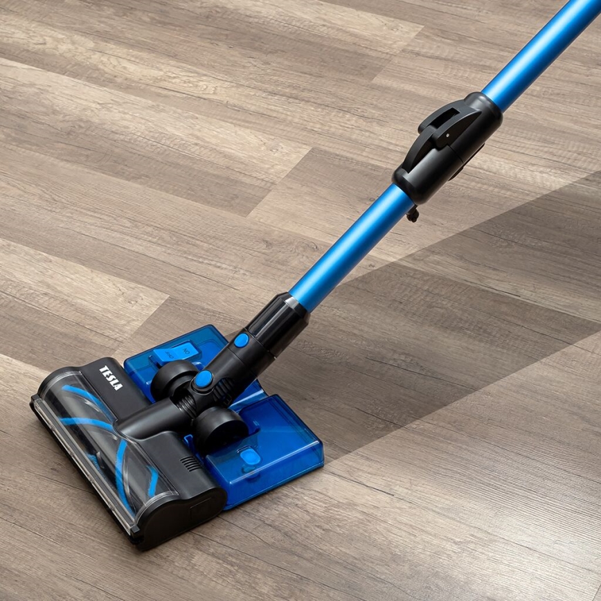 TESLA Electronics PureStar - Flexibel trådlös stavdammsugare 3-i-1 300W/2200 mAh svart/blå