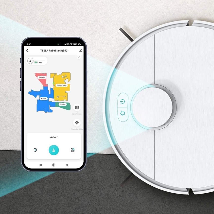 TESLA Electronics RoboStar - Smart robotdammsugare 2-i-1 2550 mAh Wi-Fi vit