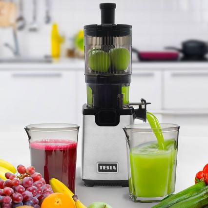 TESLA Electronics SlowJuicer Deluxe - Låghastighets kuicer 250W/230V rostfri/svart