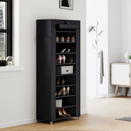 Textilgarderob med hyllor MATIS 58x160 cm svart