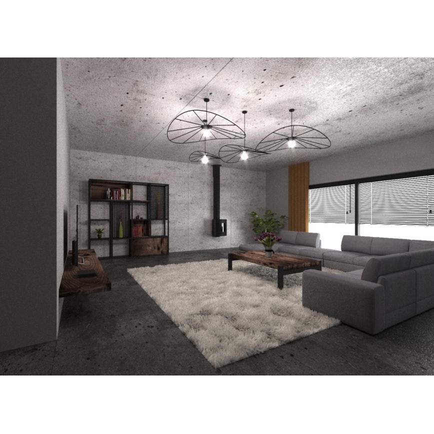 Thoro TH.015 - Ljuskrona ESKOLA 1xE27/60W/230V svart