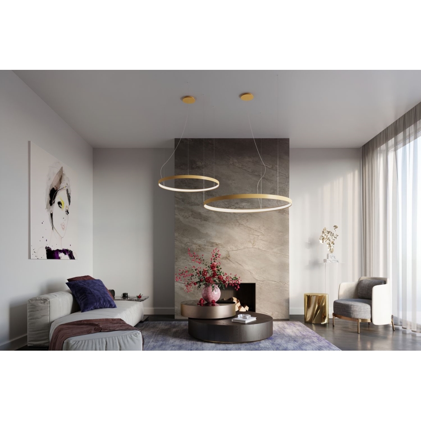 Thoro TH.181 - LED  Ljuskrona med textilsladd RIO LED /50W/230V CRI 95 4000K diameter 78 cm guld