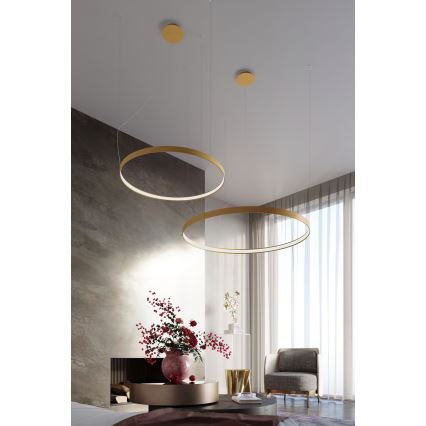 Thoro TH.181 - LED  Ljuskrona med textilsladd RIO LED /50W/230V CRI 95 4000K diameter 78 cm guld