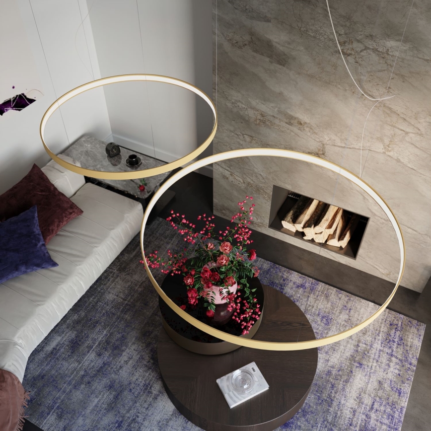 Thoro TH.181 - LED  Ljuskrona med textilsladd RIO LED /50W/230V CRI 95 4000K diameter 78 cm guld