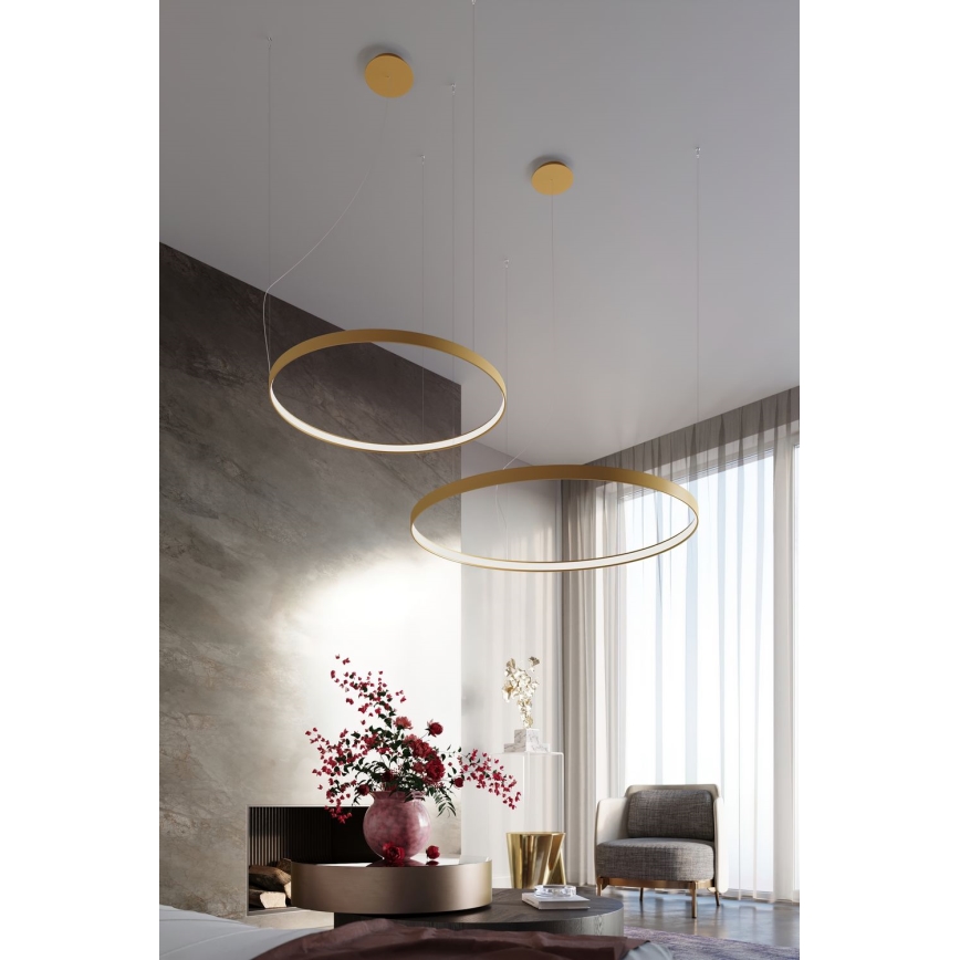 Thoro TH.217 - LED ljuskrona med textilsladd RIO LED/30W/230V CRI 95 4000K diameter 55 cm guld
