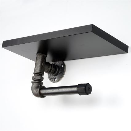 Toalettpappershållare med hylla BORU 12x30 cm svart