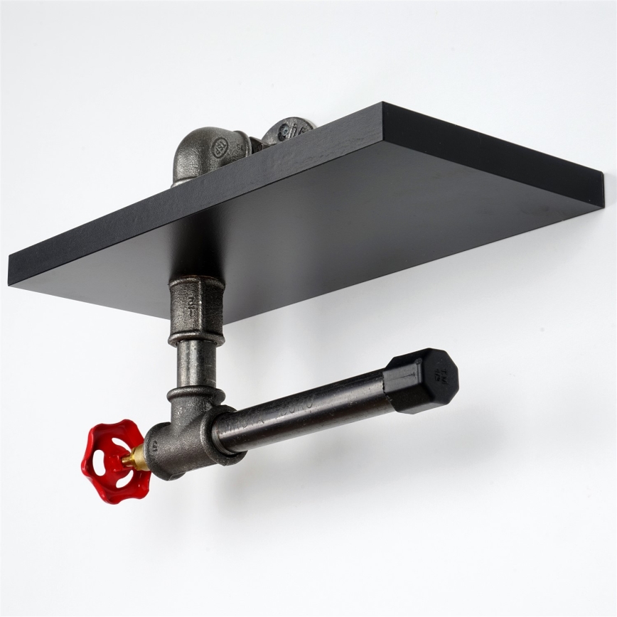 Toalettpappershållare med hylla BORU svart