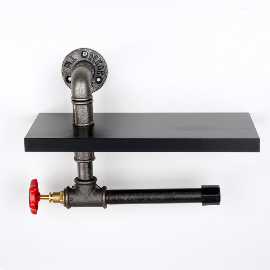 Toalettpappershållare med hylla BORU svart