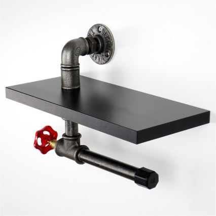 Toalettpappershållare med hylla BORU svart