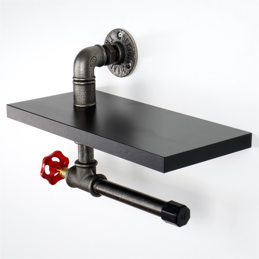 Toalettpappershållare med hylla BORU svart