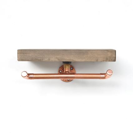 Toalettpappershållare med hylla  BORU 12x30 cm gran/koppar