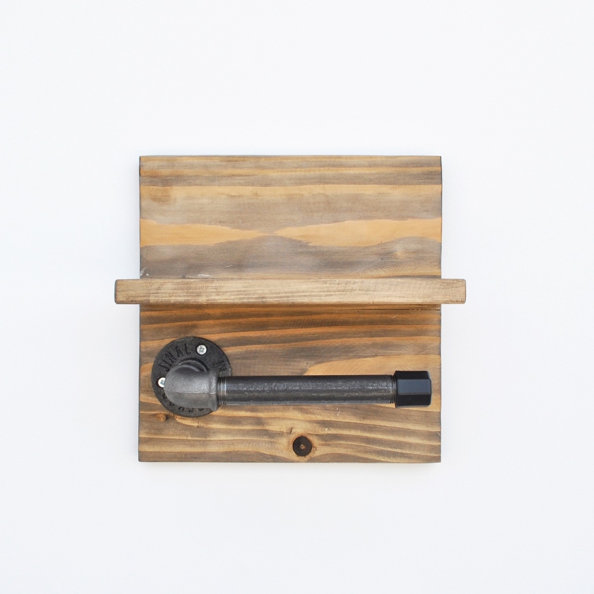 Toalettpappershållare med hylla BORU 14x30 cm gran