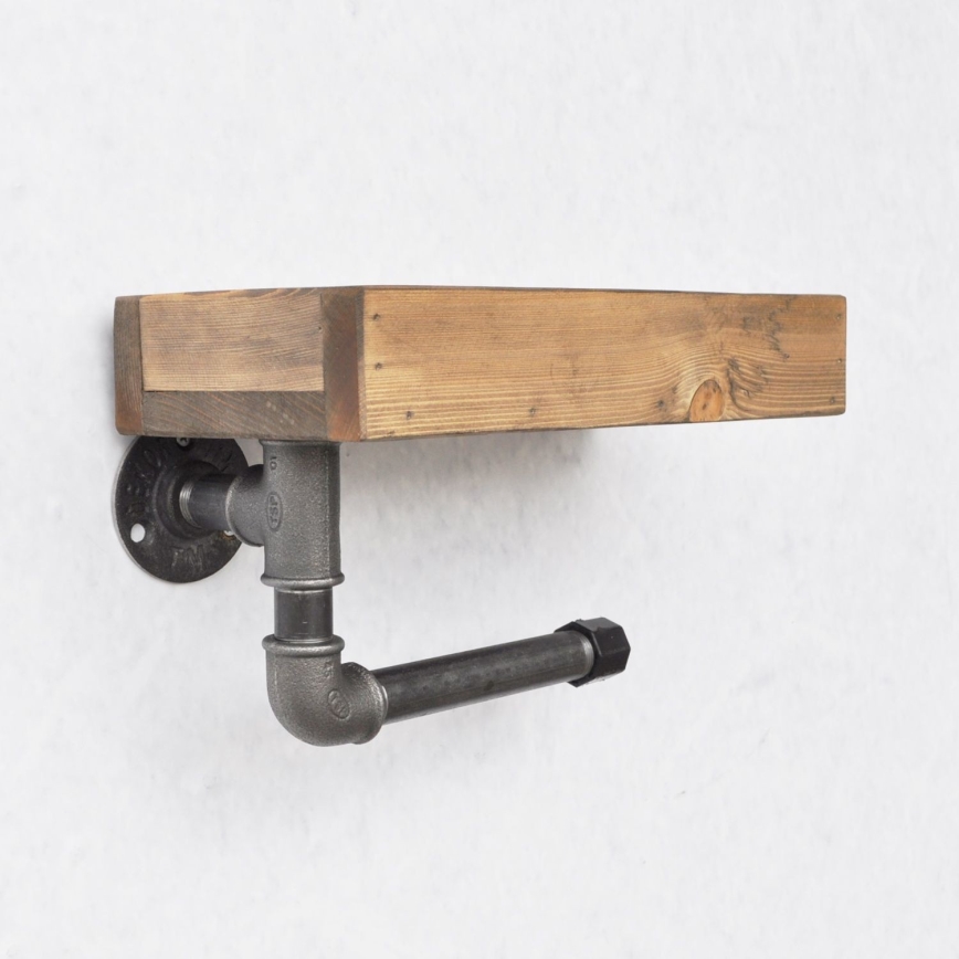 Toalettpappershållare med hylla BORU 28x16 cm gran