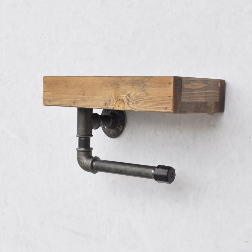 Toalettpappershållare med hylla BORU 28x16 cm gran