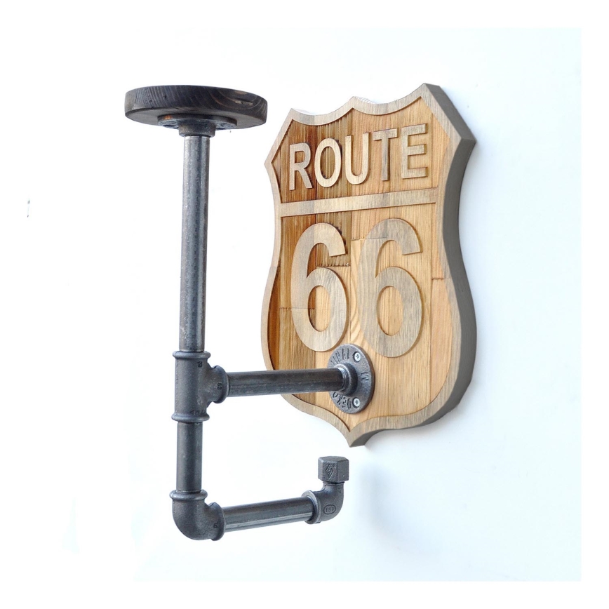 Toalettpappershållare med hylla BORU 39x27 cm svart/brun