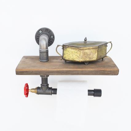 Toalettpappershållare med hylla BORURAF 22x31 cm gran