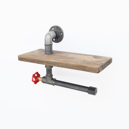 Toalettpappershållare med hylla BORURAF 22x31 cm gran