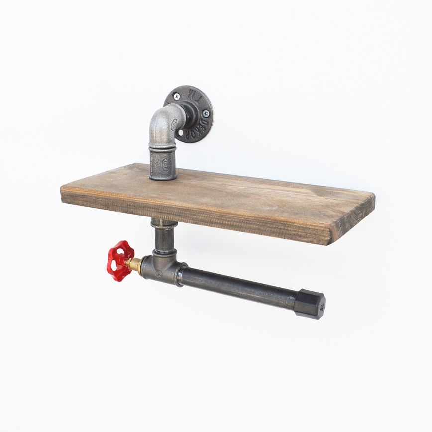 Toalettpappershållare med hylla BORURAF 22x31 cm gran