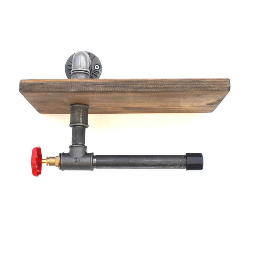 Toalettpappershållare med hylla BORURAF 22x31 cm gran