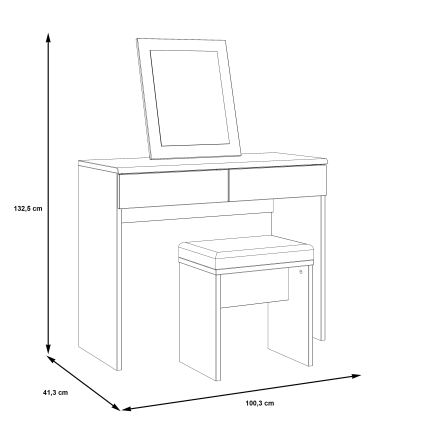 Toalettsbord ERO + pall brun/svart