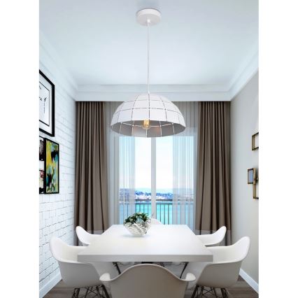 Top Light Apolo 30B - Ljuskrona med textilsladd APOLO 1xE27/40W/230V vit/silver
