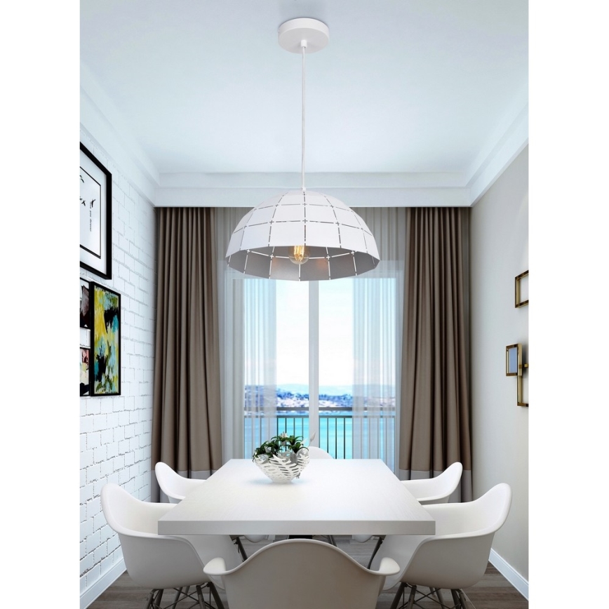 Top Light Apolo 30B - Ljuskrona med textilsladd APOLO 1xE27/40W/230V vit/silver
