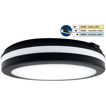Top Light - LED badrumslampa COMET LED/15W/230V 3000/4000/6500K IP54 diameter 20 cm svart