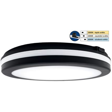 Top Light - LED badrumslampa COMET LED/24W/230V 3000/4000/6500K IP54 diameter 30 cm svart