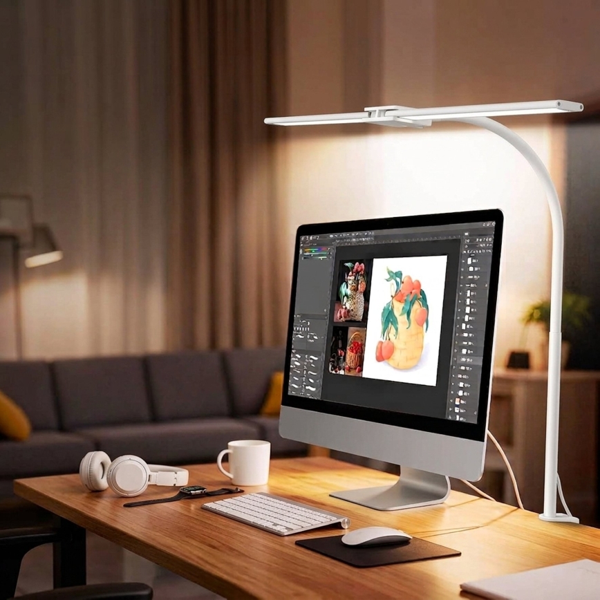 Top Light - LED dimbar bordslampa med klämma LYRA LED/18W/230V 3000-6500K vit