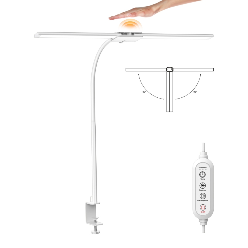 Top Light - LED dimbar bordslampa med klämma LYRA LED/18W/230V 3000-6500K vit