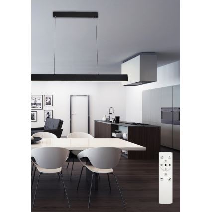Top Light - LED ljusreglerad ljuskrona på textilsladd LINE LED/30W/230V svart + fjärrkontroll