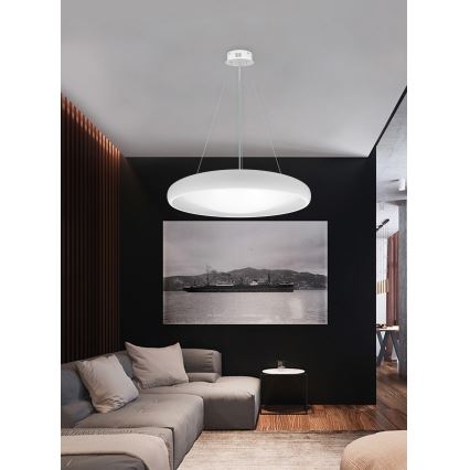 Top Light - LED ljusreglerad ljuskrona på textilsladd SALERNO LED/60W/230V 3000-6500K diameter 60 cm vit + fjärrkontroll